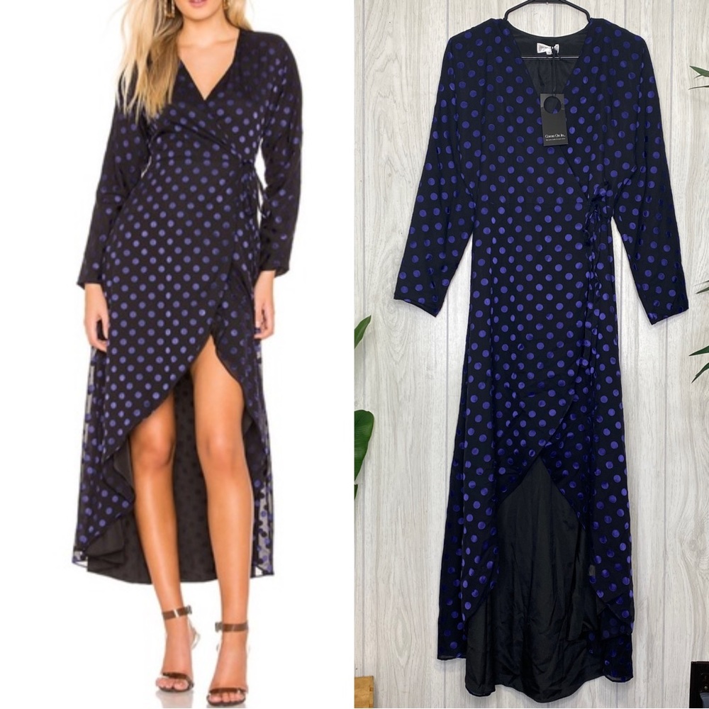 NEW Revolve Privacy Please Misha Polka Dot Wrap Maxi Dress size S Small NWT